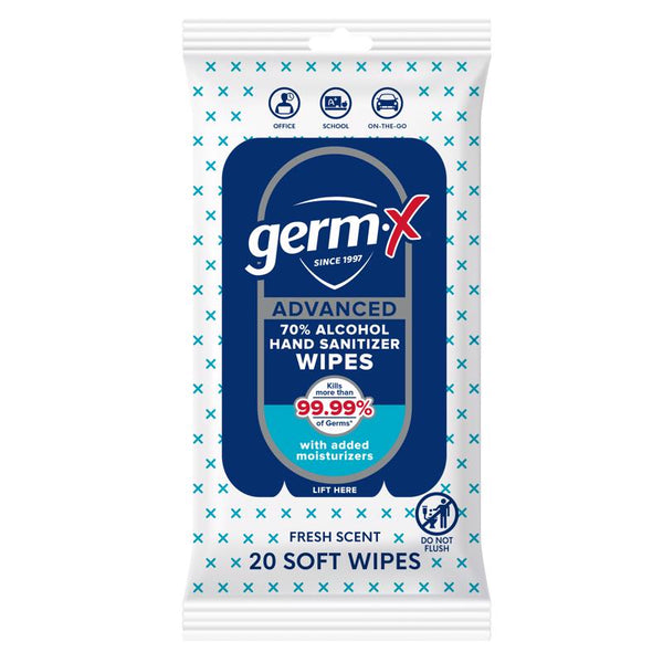 Germ-X Fresh Scent Wipes Hand Sanitizing Wipes 20 ct (Pack of 20)
