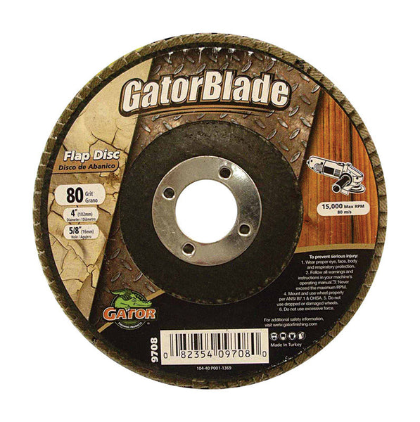 Disco de láminas de óxido de aluminio Gator de 4 pulg. de diámetro exterior de 5/8 pulg., grano 80, paquete de 1