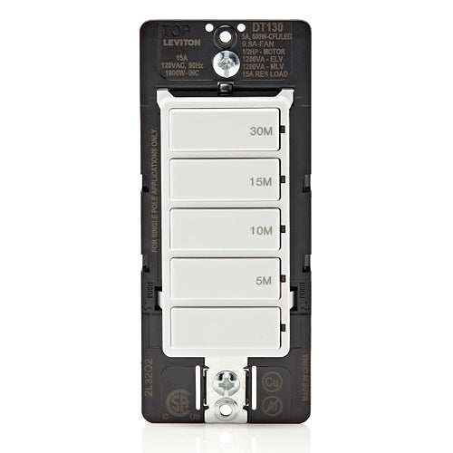 Temporizador de cuenta regresiva para interiores Leviton Decora de 120 V, color blanco
