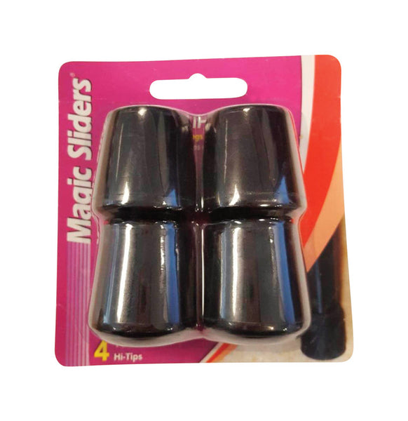 Deslizadores mágicos con punta de goma para patas, color negro, redondos, 1-1/8 pulg. de ancho, paquete de 4