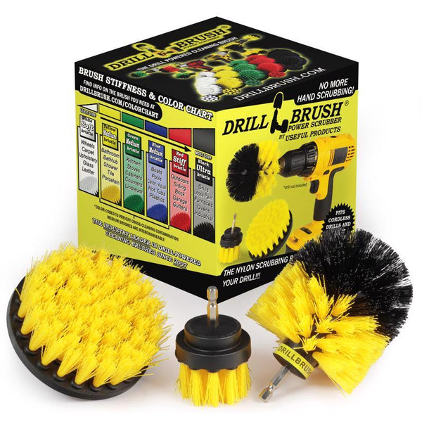 Juego de cepillos para taladro con mango de metal y cerdas medianas de 4 pulgadas de ancho