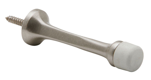 Schlage 8 in. W X 2-3/16 in. L Solid Brass Satin Nickel Brown Door Stop Mounts to door and wall 2-3/