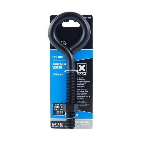 Tuerca de perno de ojo de acero negro Wright de 1/2 pulg. X 6 pulg. L incluida