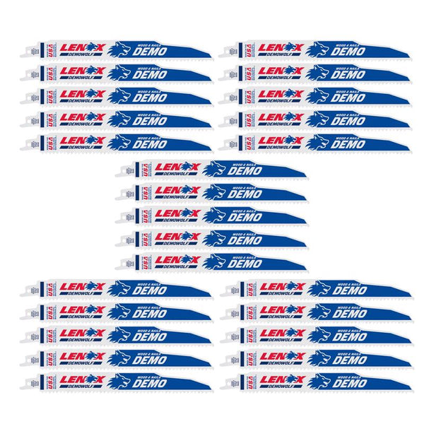 Lenox DEMOWOLF 9 in. Bi-Metal Reciprocating Saw Blade 6 TPI 25 pk