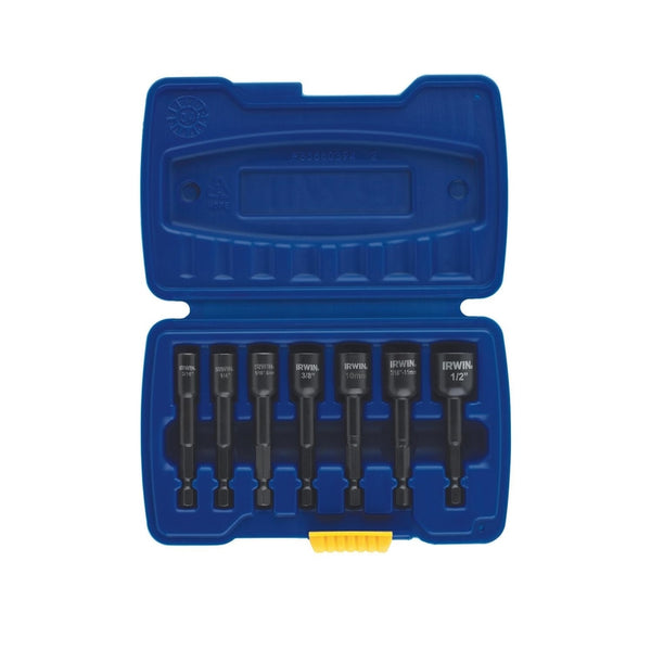 Juego de extractores de tornillos de doble punta de acero con alto contenido de carbono Irwin POWER-GRIP de 1/2 pulg., 4 pulg., 7 piezas