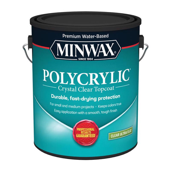 Minwax Polycrylic Ultra Flat Clear Water-Based Polycrylic Protective Finish 1 gal (Pack of 2)