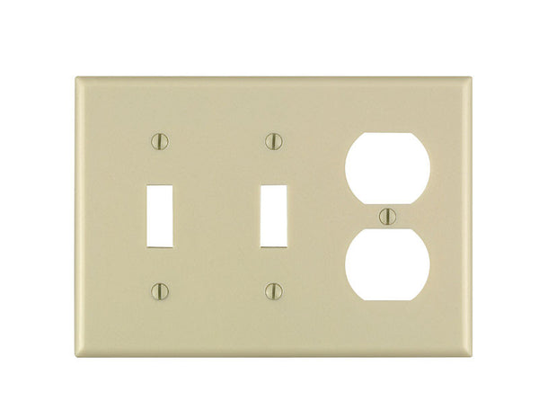 Placa de pared de plástico termoendurecible de 3 entradas, dúplex/conmutador, color marfil, Leviton, paquete de 1