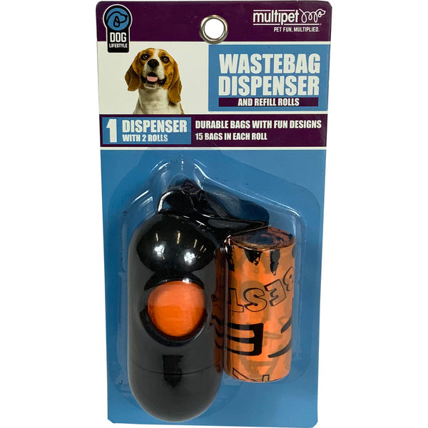 Portabolsas de basura con estampado de palabras Multipet con 2 rollos