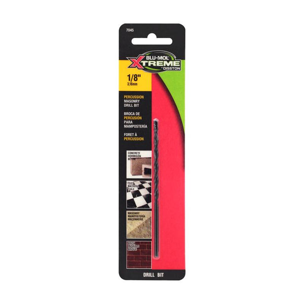Broca para mampostería con punta de carburo y vástago recto Disston Blu-Mol Xtreme de 1/8 pulg. x 4 pulg., paquete de 1