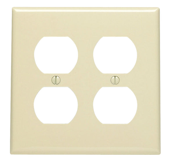 Placa de pared dúplex de nailon de 2 entradas Leviton Ivory, paquete de 1