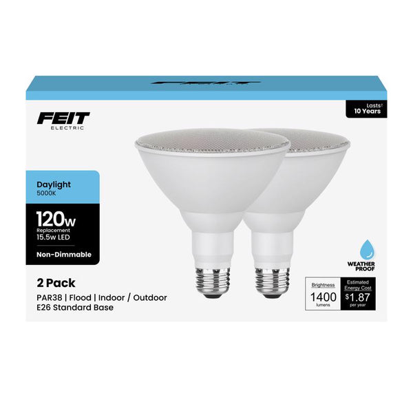 Bombilla LED Feit PAR38 E26 (mediana), luz diurna, equivalente a 120 vatios, paquete de 2