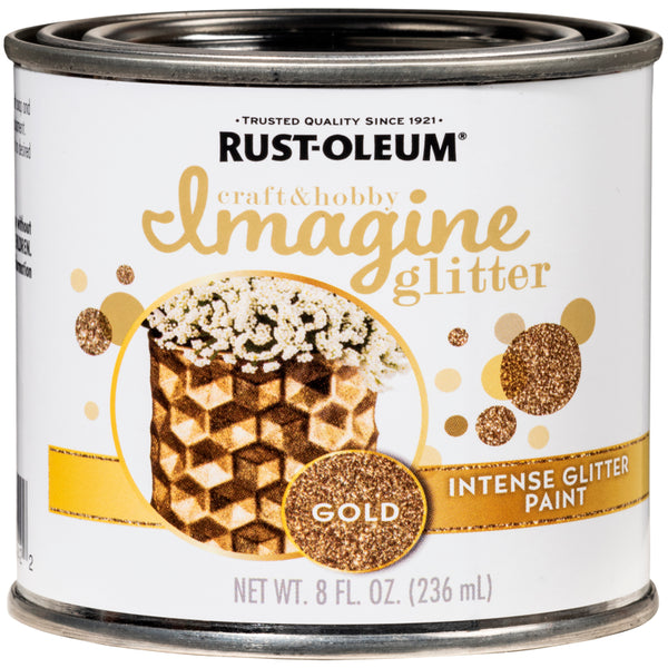 Pintura con purpurina a base de agua Rust-Oleum Imagine Glitter Gold para interiores, 50 g/l, 8 oz (paquete de 4)