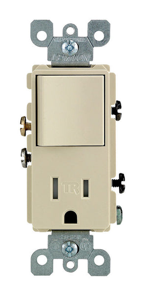 Interruptor/tomacorriente combinado Decora de Leviton, 15 amperios, 125 V, color marfil, 5-15R, paquete de 1