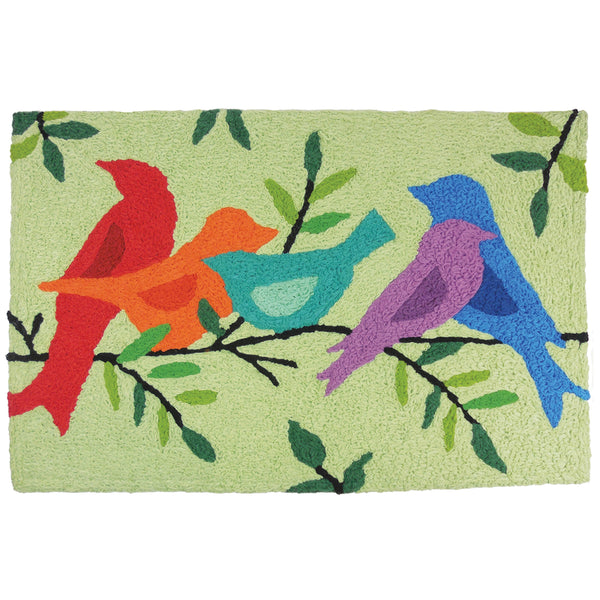 Alfombra decorativa de poliéster con pájaros cantores multicolores de Jellybean de 20 pulgadas de ancho x 30 pulgadas de largo