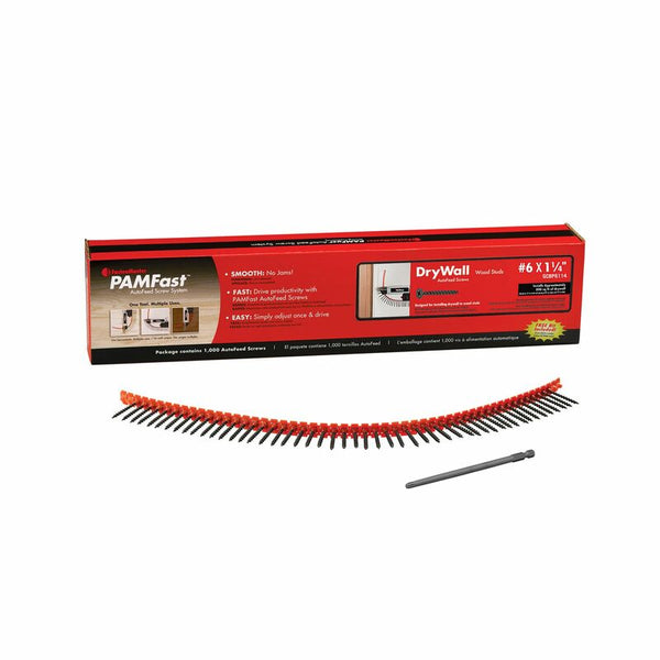 FastenMaster PAMFast No. 6 x 1-1/4 in. L Phillips Collated Drywall Screws 1000 pk