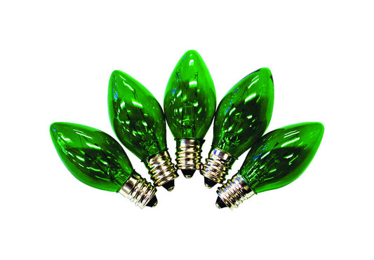 Holiday Bright Lights Incandescent C7 Green 25 ct Replacement Christmas Light Bulbs 0.08 ft.