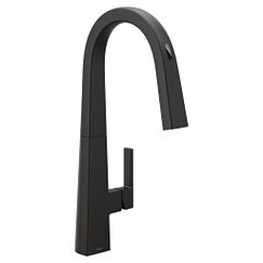 Grifo de cocina monomando de arco alto extraíble en color negro mate