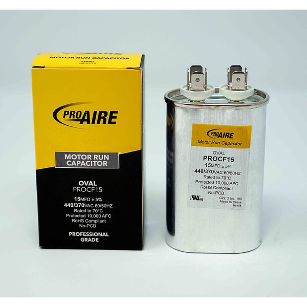 Condensador de funcionamiento ovalado ProAire 15 MFD 370 V de Perfect Aire