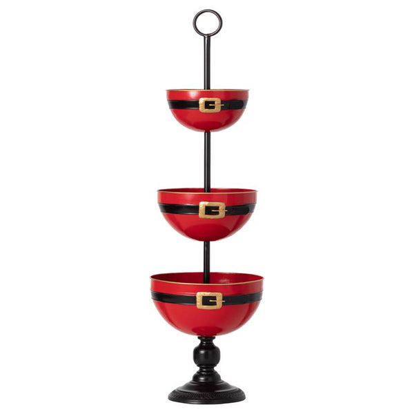 Decoración navideña para interiores de tres niveles en negro, dorado y rojo de Sullivans, 42,5 pulgadas (paquete de 4)