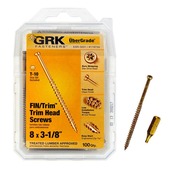 GRK Fasteners UberGrade No. 8 x 3-1/8 in. L Star Trim Head Steel Construction Screws 100 pk