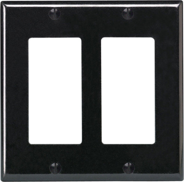 Placa de pared basculante/GFCI de plástico de 2 unidades Leviton, color negro, paquete de 1