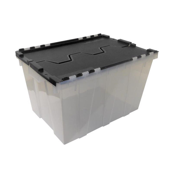 Greenmade Instaview 12 gal Black/Clear Hinged-Lid Tote 12.9 in. H X 15.3 in. W X 21.6 in. D Stackabl (Pack of 4)
