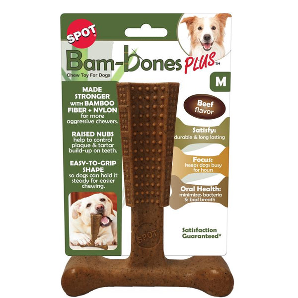 Masticables para perros Spot Bam-bones Plus con sabor a carne de res, 1 paquete de 0,3 lb.