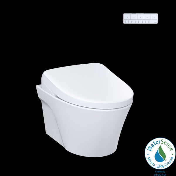 TOTO® WASHLET®+ AP Wall-Hung Elongated Toilet with S7 Contemporary Bidet Seat and DuoFit® In-Wall 0.9 and 1.28 GPF Dual-Flush Tank System, Matte Silver - CWT4264726CMFG#MS