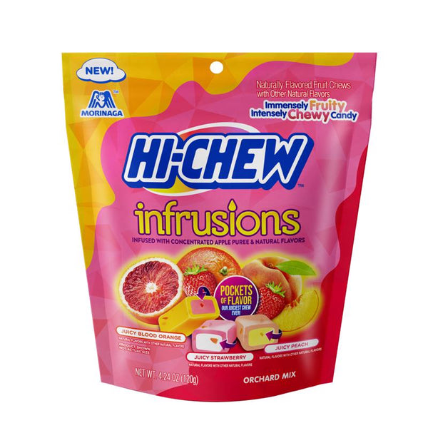 Caramelos de naranja sanguina, melocotón y fresa de Hi-Chew Infrusions Orchard Mix, 4,24 oz (paquete de 7)
