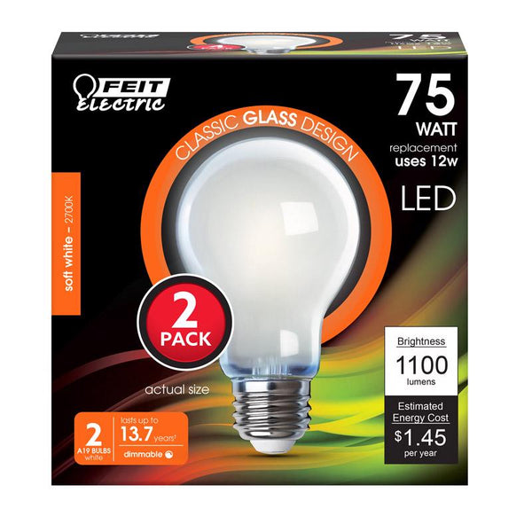 LED A19 E26 SW 75W 2PK