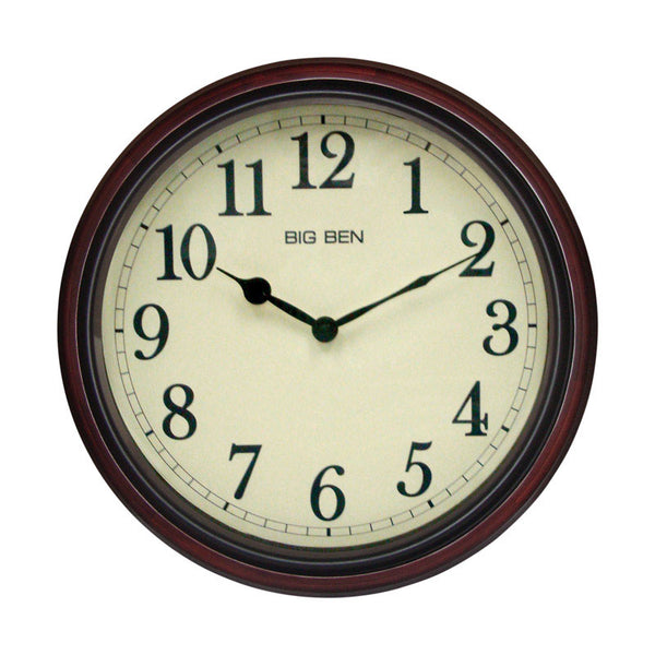 Reloj de pared analógico clásico Westclox de 15.5 pulgadas de largo x 15.5 pulgadas de ancho para interiores, vidrio/madera marrón - Oferta de la semana