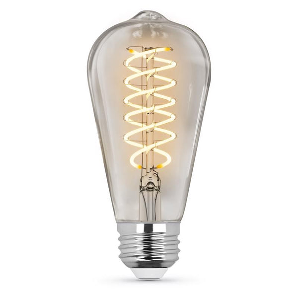 Bombilla LED de filamento Feit ST19 E26 (mediana), equivalente a 60 vatios, blanco suave, paquete de 2