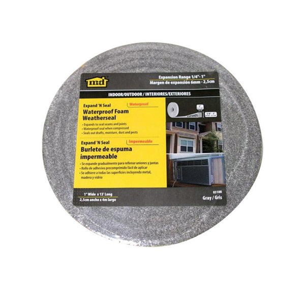 Burlete de espuma gris MD para ventana, 13 pies de largo y 1/4 pulg.