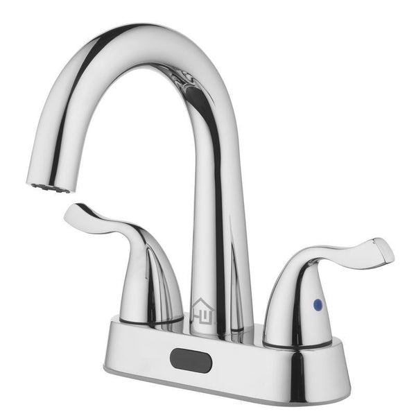 Grifo para lavabo de baño moderno con sensor de movimiento cromado Homewerks de 4 pulgadas