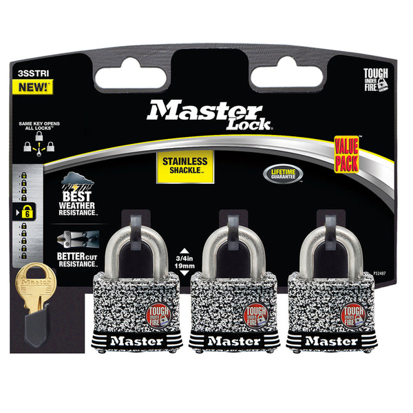 Candado resistente a la intemperie con cilindro de 4 pines de acero laminado de 1-9/16 in de ancho de Master Lock