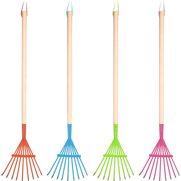 Esschert Childrens Metal Leaf Rake Wood Handle