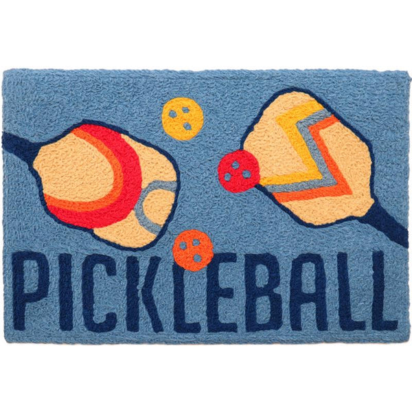 Alfombra decorativa de poliéster con diseño de pickleball multicolor Jellybean de 30 pulgadas de ancho x 20 pulgadas de largo