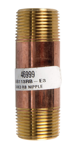 JMF 3/4 in. MPT x 3 in. L Red Brass Nipple (Pack of 2)