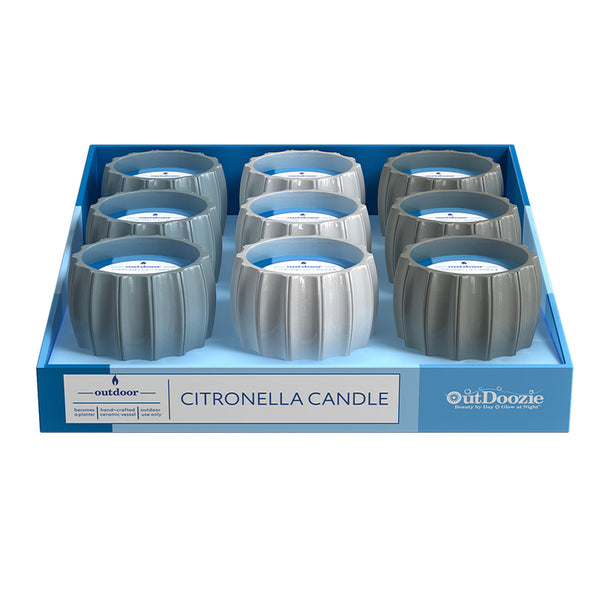 Vela de citronela de contorno de cerámica de 4 pulgadas de alto de Outdoozie (paquete de 9)