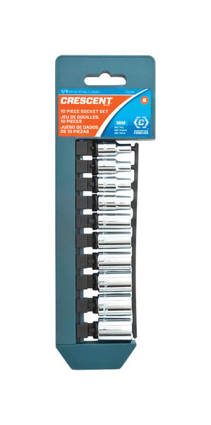 Crescent 1/4 in. X 1/4 in. drive Metric 6 Point Standard Socket Set 10 pc