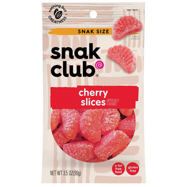 Snak Club Cherry Slices Gummi Candy 3.5 oz Bagged (Pack of 12)