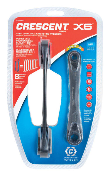 Juego de llaves métricas Crescent de 12 puntas, 6,5 y 8,25 pulgadas de largo, paquete de 2