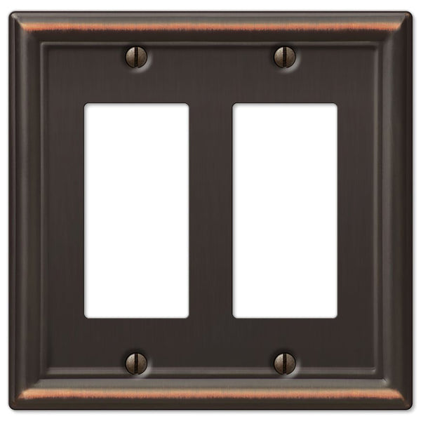 Amerelle Chelsea Aged Bronze 2 gang Stamped Steel Decorator Wall Plate 1 pk
