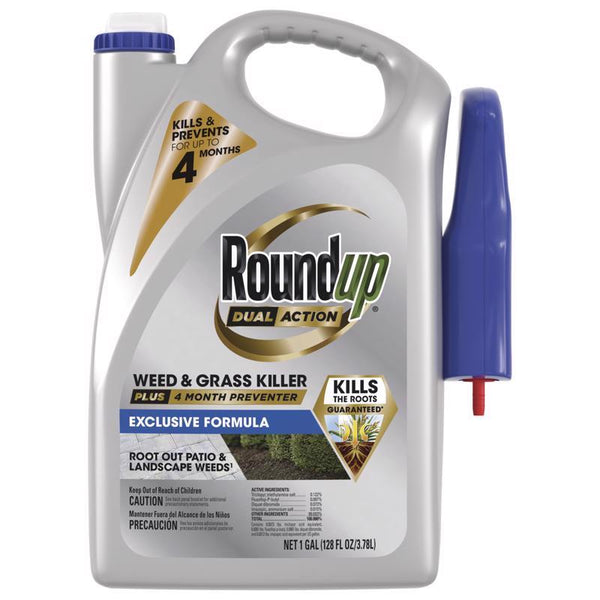 Herbicida y preventivo Roundup de doble acción, líquido listo para usar, 1 galón (paquete de 4)