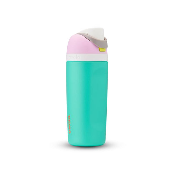 Botella de agua Owala FreeSip Kids de 473 ml (16 onzas líquidas) Make Waves sin BPA con tapa con boquilla
