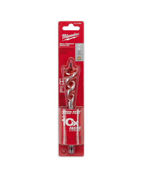 Milwaukee SPEED FEED 7/8 in. X 6-1/2 in. L Steel Self-Feeding Wood Bit Quick-Change Hex Shank 1 pc