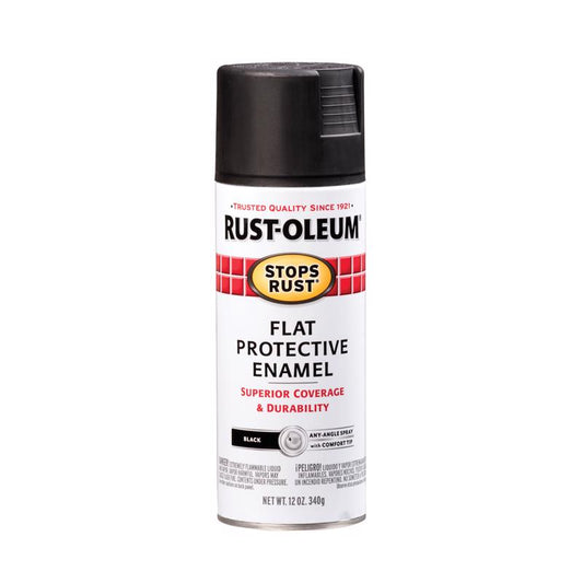 Rust-Oleum Stops Rust Flat Black Spray Paint 12 oz. (Pack of 6)