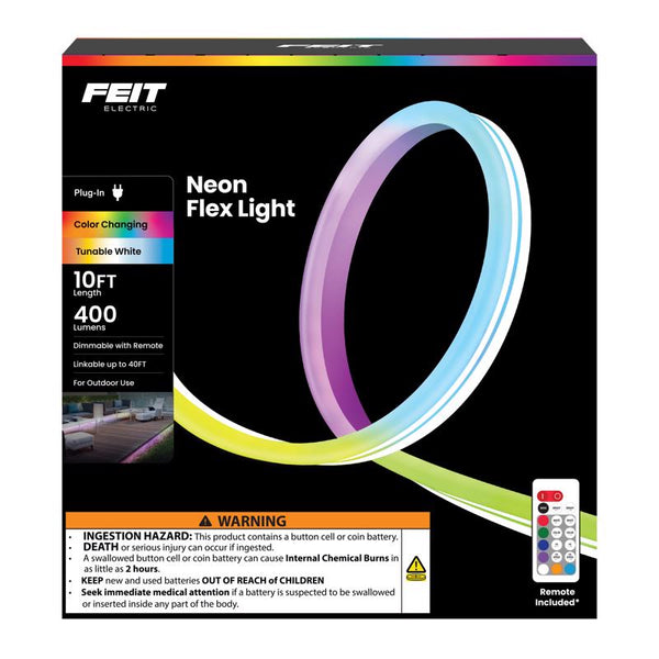 Luces LED de cuerda enchufables que cambian de color Feit de 10 pies de largo, paquete de 1