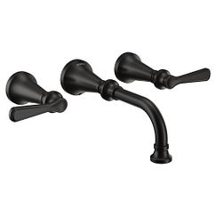 Grifo de baño de dos manijas de montaje en pared en negro mate