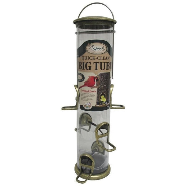 Alimentador de semillas de tubo grande de limpieza rápida, 6 puertos, latón antiguo, capacidad de 3,5 qt.